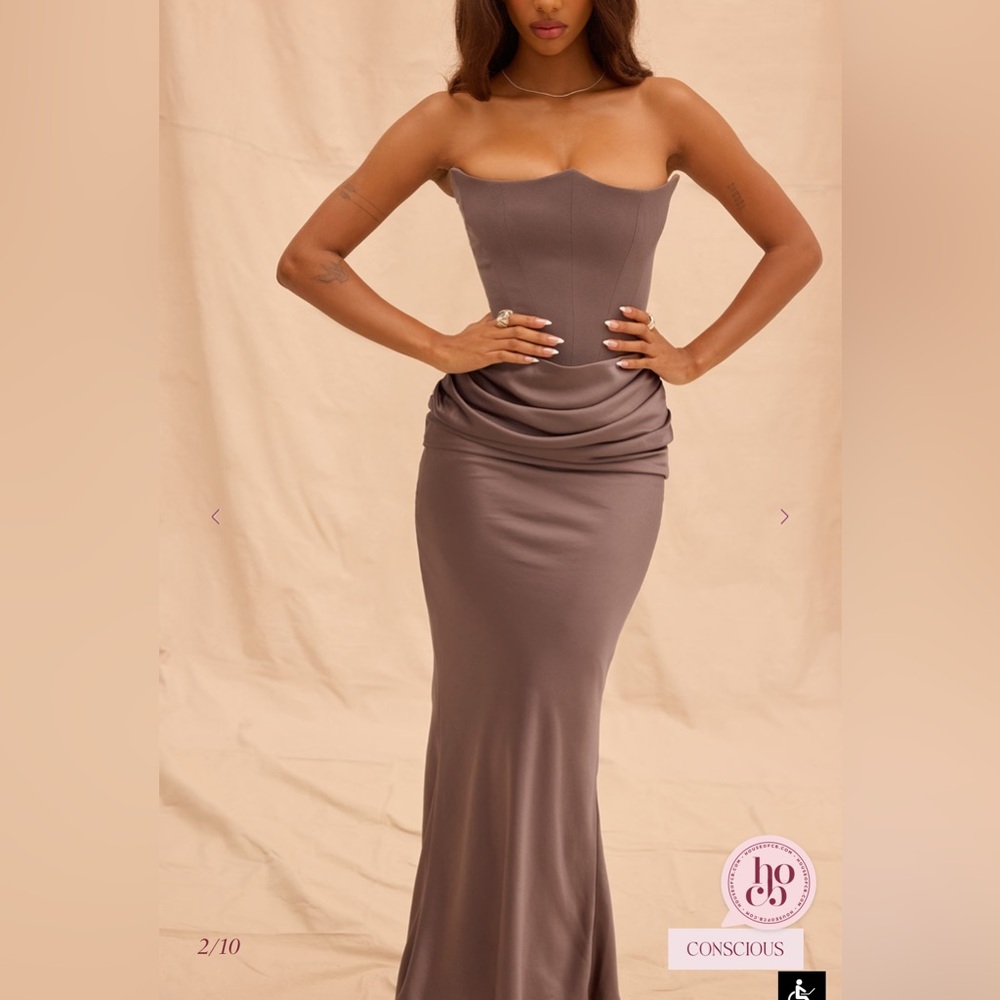House of CB London PERSEPHONE Smoke Strapless Corset Maxi Dress, XS bigger cup